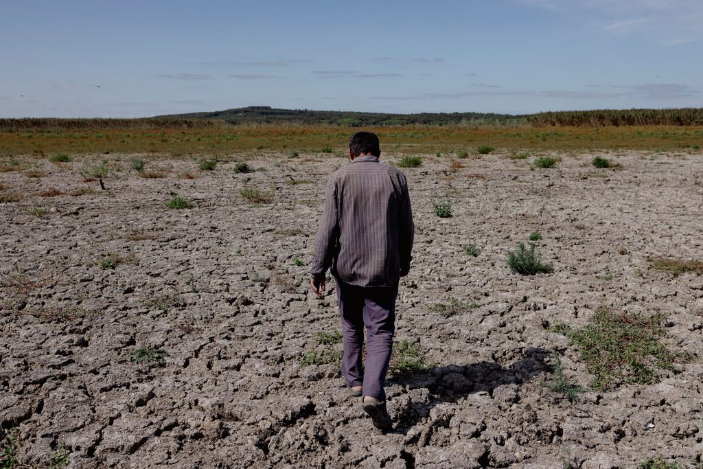 A farmer walks on a dried lakebed in Turkey. The UAE's water paper says 1.8 billion people live under conditions of absolute water scarcity