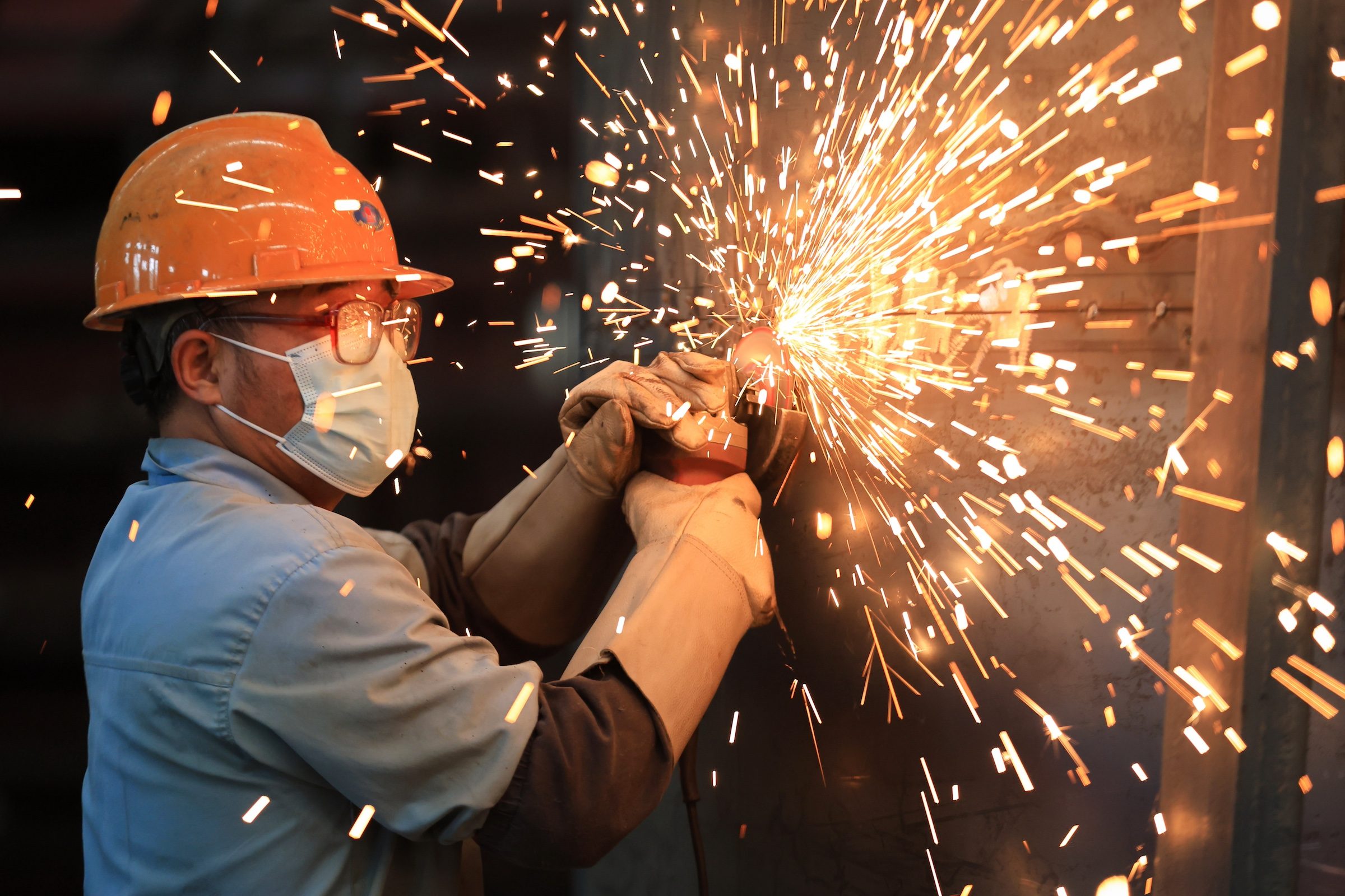 An industrial furnace workshop in Nanjing, capital of Jiangsu. Manufacturing makes up 45% of the province's GDP