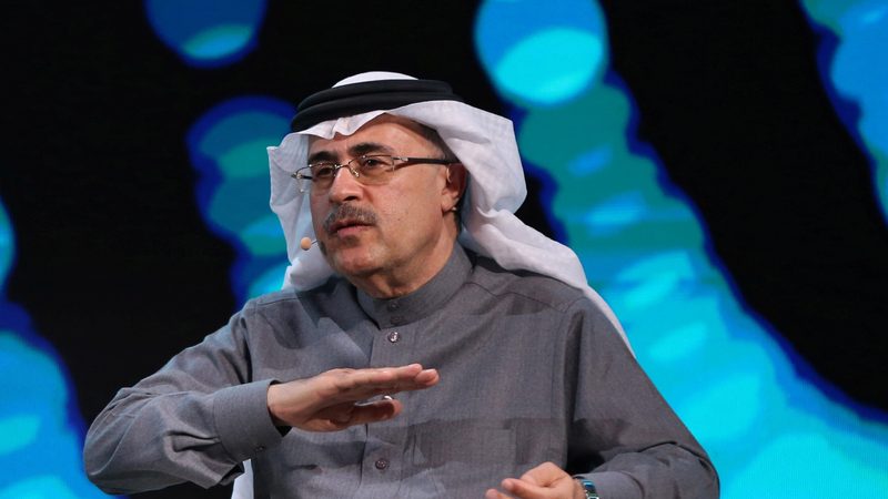 Aramco's President and CEO, Amin H. Nasser, speaks during the fourth annual Future Investment Initiative in Riyadh