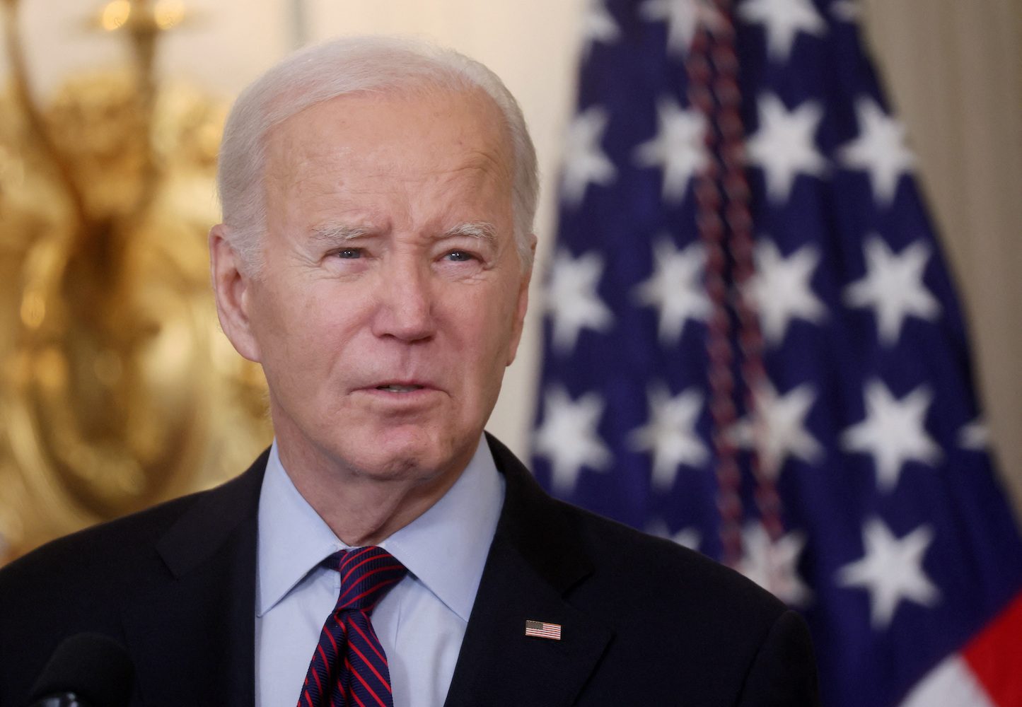 U.S. President Joe Biden holds an event about American retirement economics in the State Dining Room at the White House in Washington, U.S., October 31, 2023. REUTERS/Leah Millis