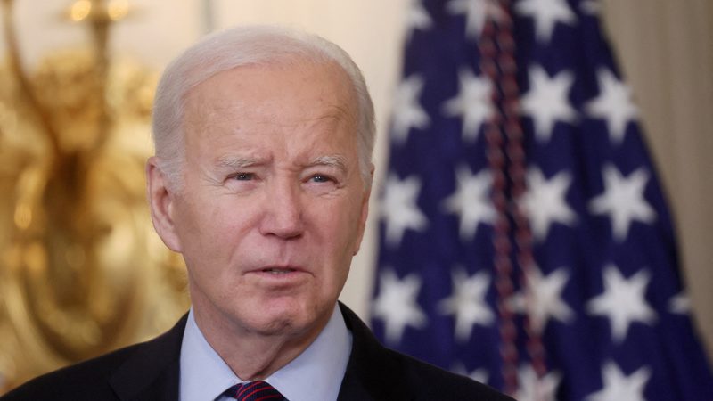 U.S. President Joe Biden holds an event about American retirement economics in the State Dining Room at the White House in Washington, U.S., October 31, 2023. REUTERS/Leah Millis