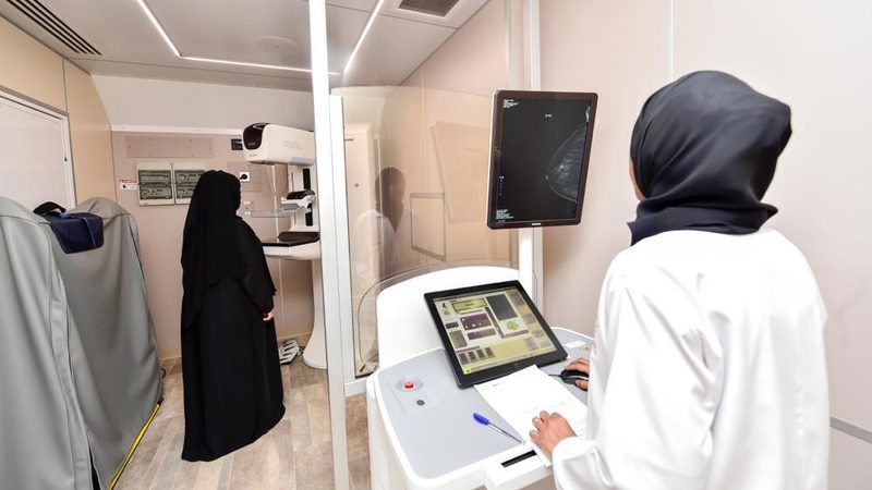 Breast cancer screening at a UAE hospital. An increasing amount of retiring expats in the region are in need of health insurance