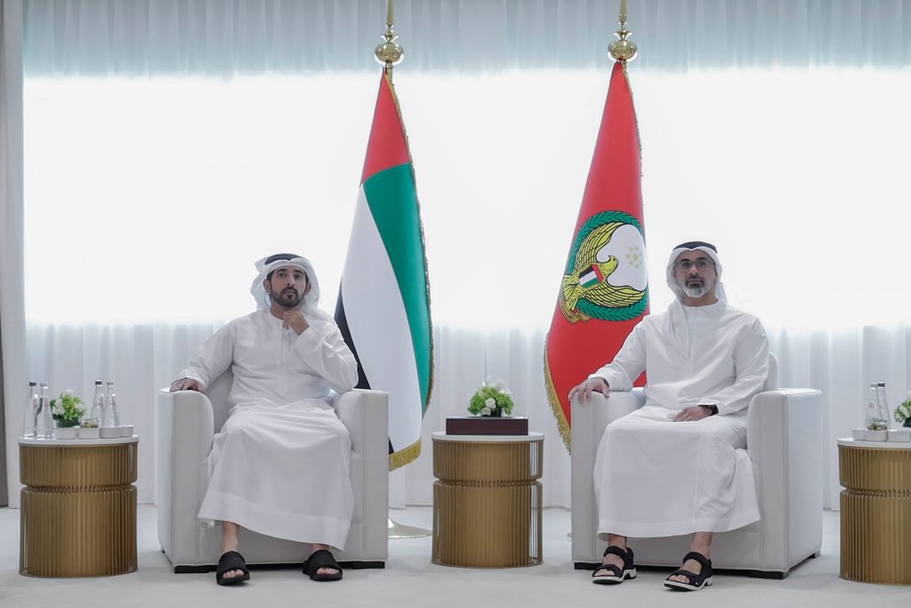 Sheikh Hamdan bin Mohammed bin Rashid Al Maktoum and Sheikh Khaled bin Mohamed bin Zayed Al Nahyan have implemented the next phase of the Sirb satellite programme