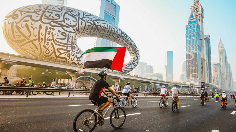 Cyclists take to the streets during Dubai Fitness Challenge. How many of them will feel a need for Aston Martin's luxury bicycle?