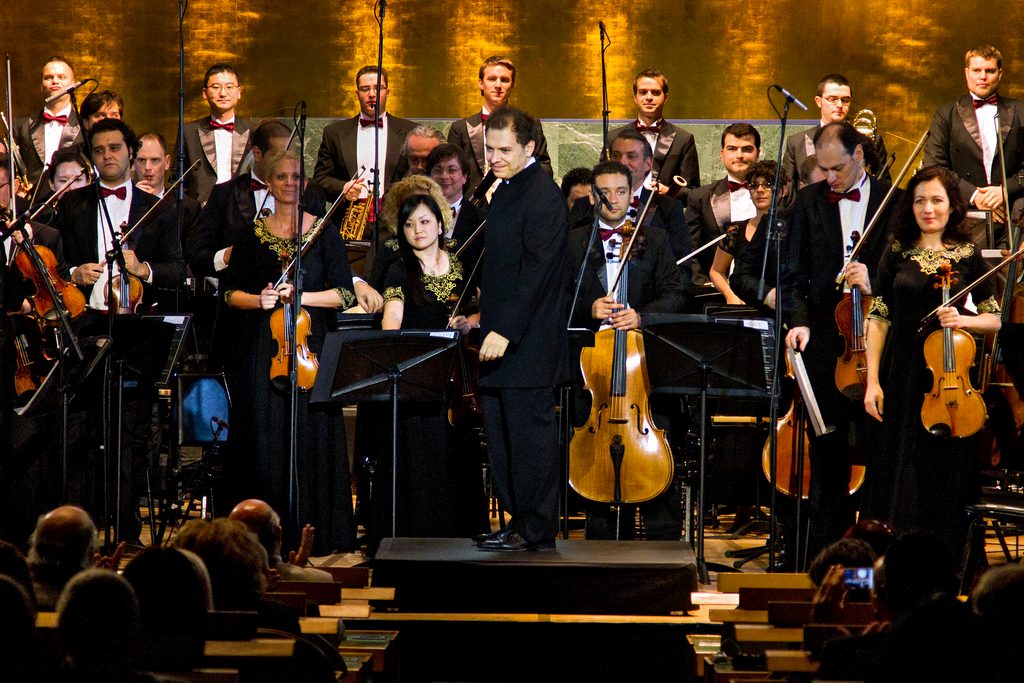 The Qatar Philharmonic Orchestra during a concert held in the General Assembly Hall at United Nations headquarters