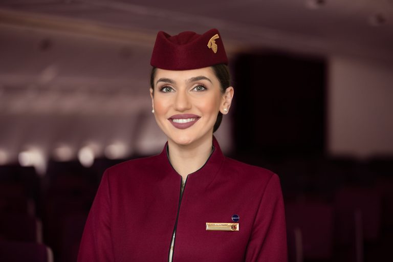 Face, Happy, Head Qatar Airways is currently operating eight A380s and storing two Qatar cabin crew woman female
