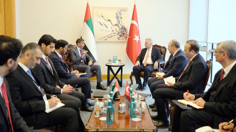 UAE minister of state for foreign trade Thani Al Zeyoudi and Turkey’s minister of trade Ömer Bolat at the UAE-Turkey joint economic and trade commission in Istanbul