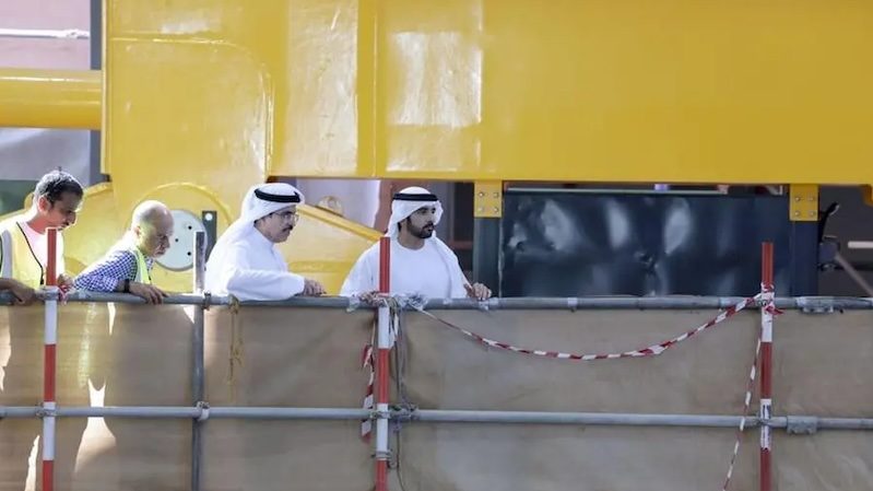 Dubai Crown Prince Sheikh Hamdan bin Mohammed bin Rashid Al Maktoum visits Dewa’s under-construction hydroelectric plant in Hatta