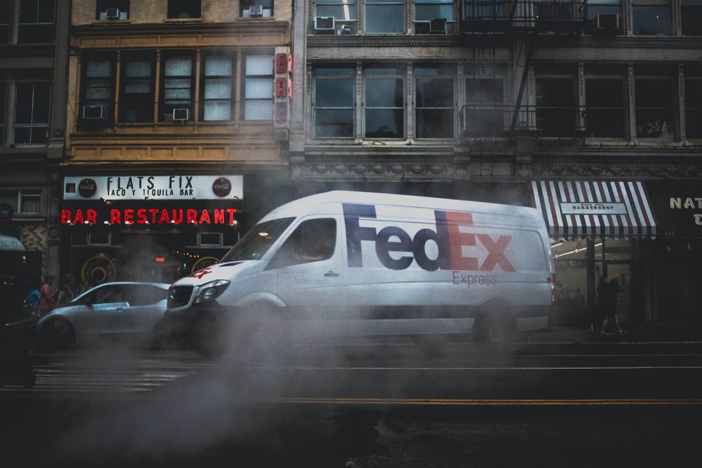 FedEx van in the street
