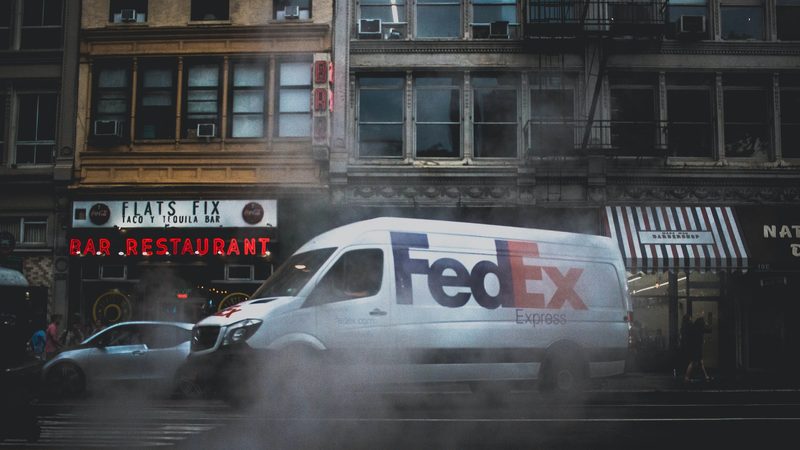 FedEx van in the street