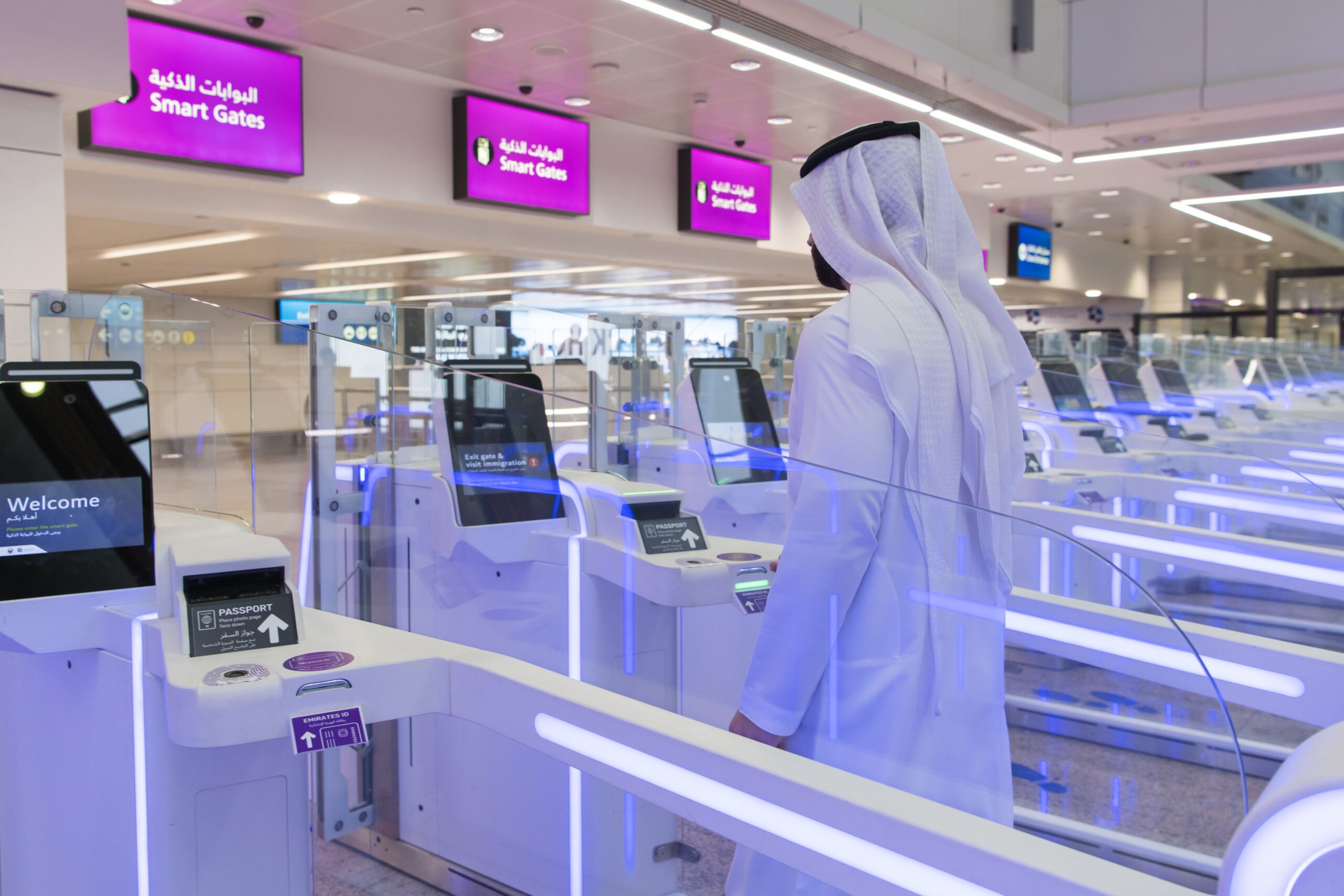 A passenger using a smartgate at DXB's terminal one. The airport handled 41.6 million passengers in the first half of 2023
