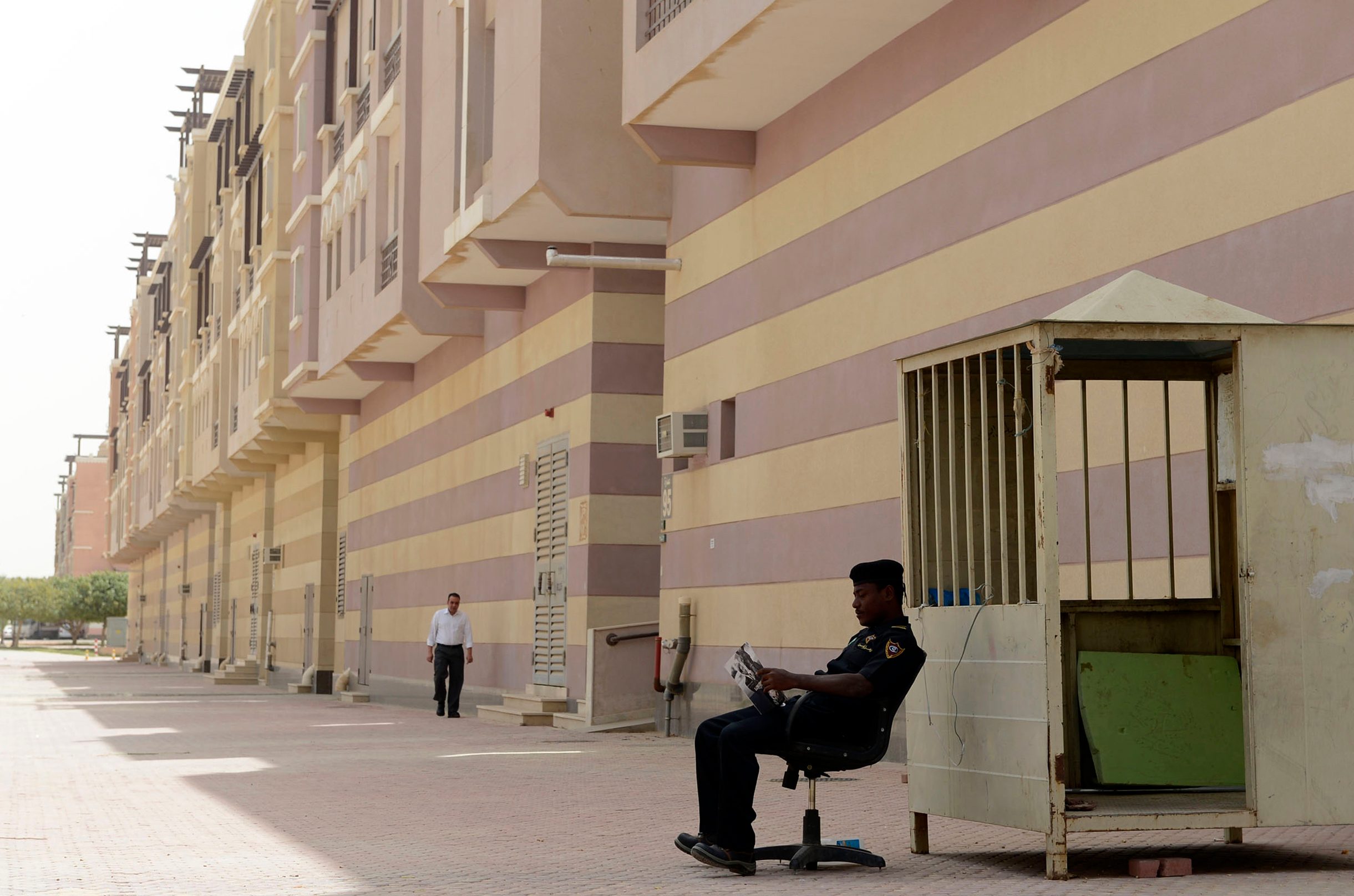 A security guard at newly constructed housing in Riyadh. Increasing homeownership is a Vision 2030 target