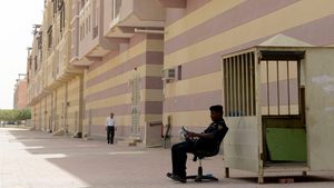 A security guard at newly constructed housing in Riyadh. Increasing homeownership is a Vision 2030 target
