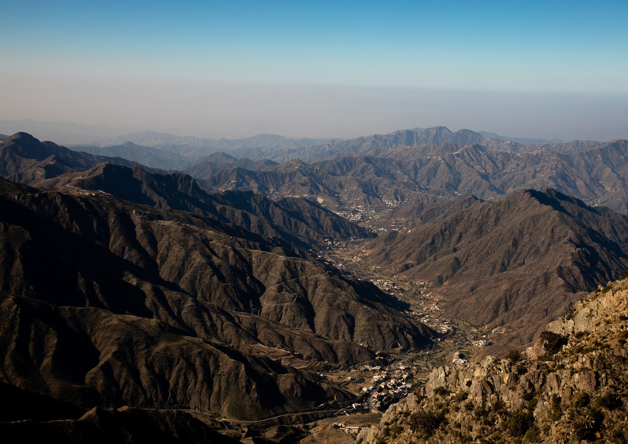 Roads and villages in the mountains of Aseer. The province is thought to have valuable mineral deposits 