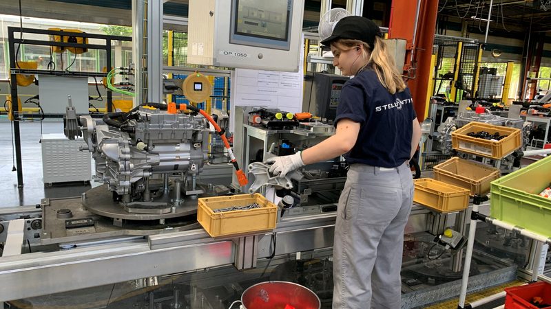 An employee at the Stellantis engines factory in Tremery, France. The company hopes to employ 2,000 people in Algeria by the end of 2026