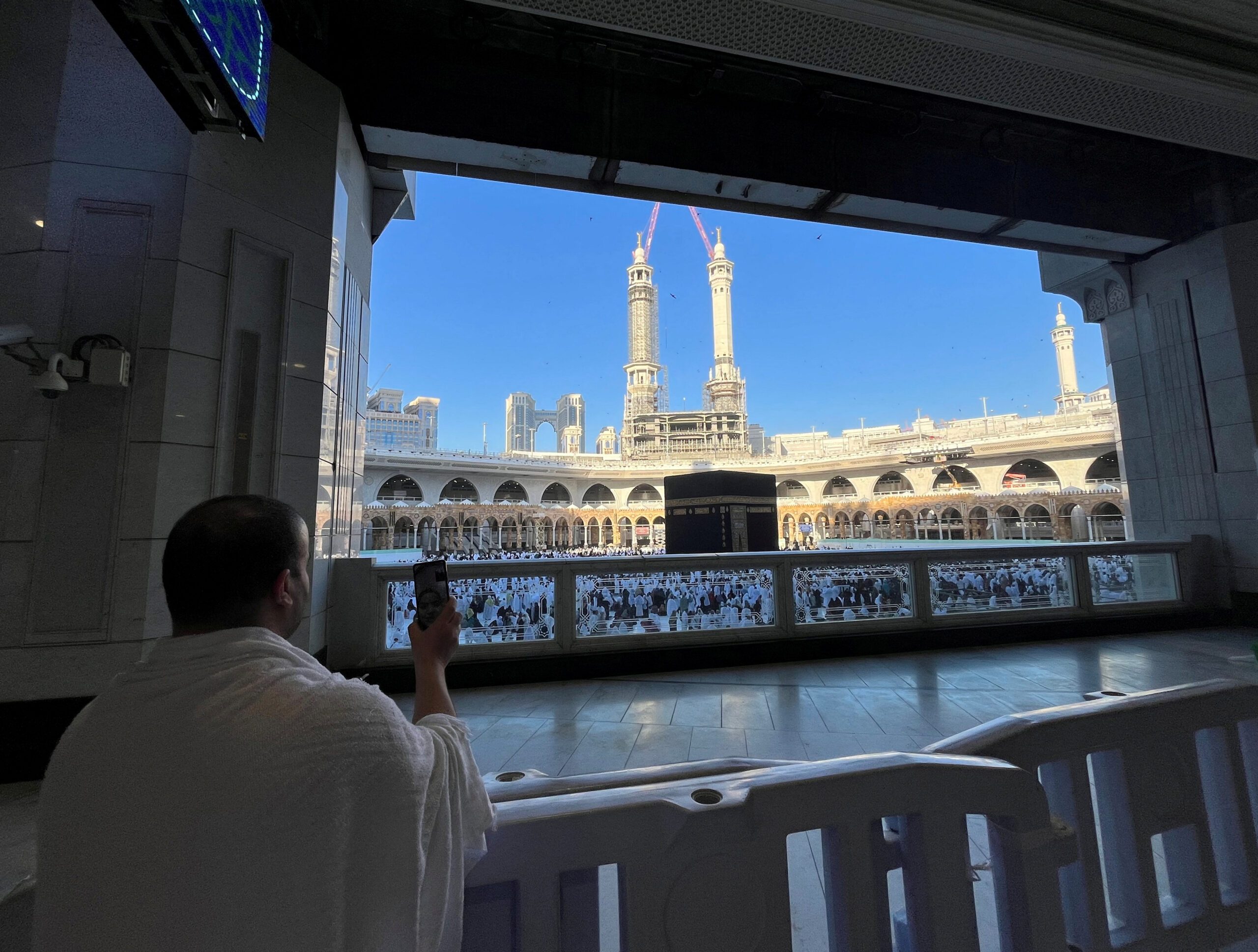 A visitor to the Grand Mosque in Mecca. Jabal Omar operates the nearby complex and was hard hit by Covid-19 shutdowns