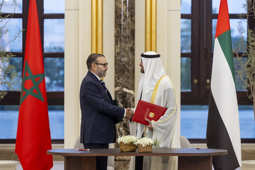 King Mohamed VI of Morocco (left) met with UAE president Sheikh Mohamed bin Zayed Al Nahyan, during a state visit last week to discuss trade