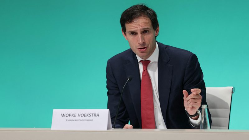 European Commission's Wopke Hoekstra speaks at the European Union press conference, during the United Nations Climate Change Conference (COP28), in Dubai, United Arab Emirates, December 6, 2023. REUTERS/Amr Alfiky