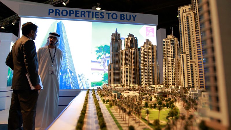 A property model in Dubai. Properties in the emirate are becoming smaller but remain more afforable than other global cities