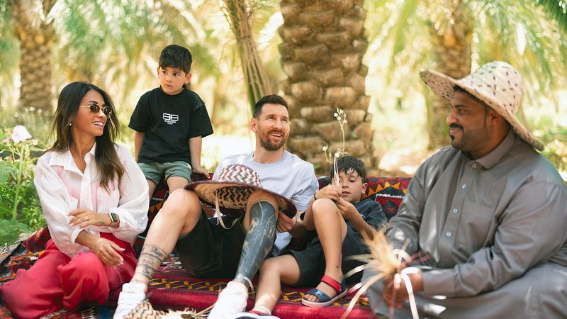 Lionel Messi, Antonela Roccuzzo and their sons on holiday. His latest Saudi Tourism promo video has been posted on Instagram
