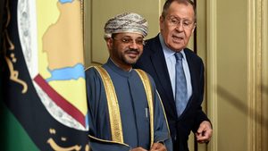 Russian foreign minister Sergei Lavrov and Oman's foreign minister Sayyid Badr Albusaidi at a GCC-Russia meeting. GCC members have relations with both blocs