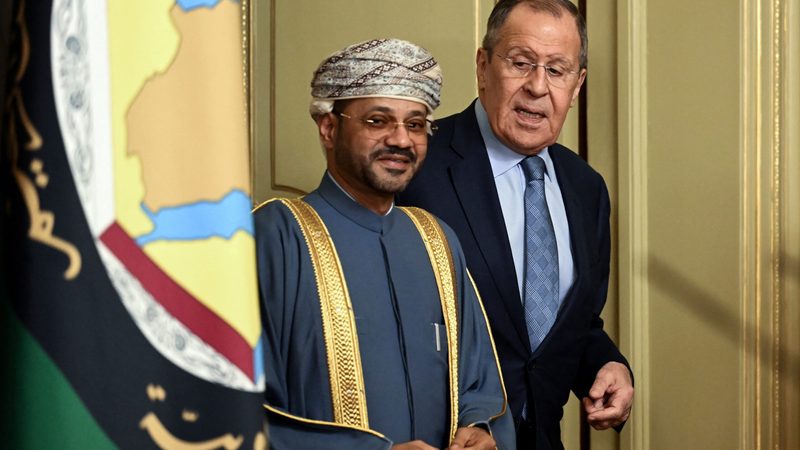 Russian foreign minister Sergei Lavrov and Oman's foreign minister Sayyid Badr Albusaidi at a GCC-Russia meeting. GCC members have relations with both blocs