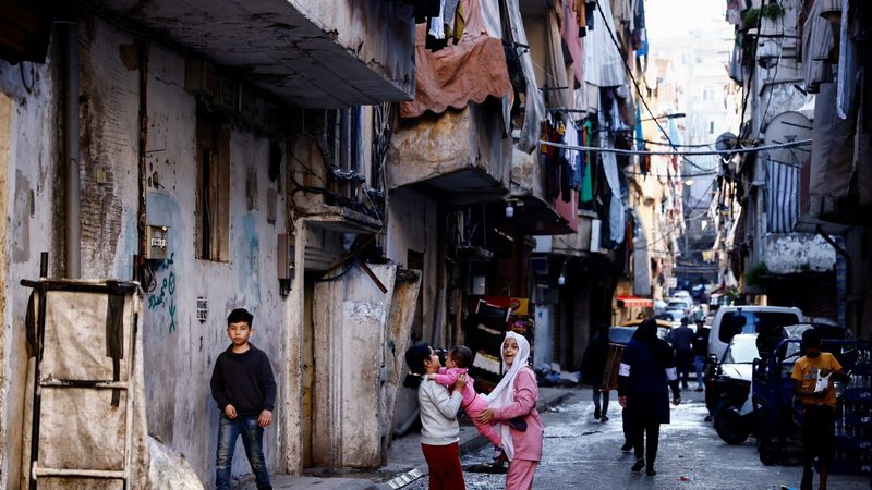 Children on a street in Bourj Hammoud, northeast of Beirut. Lebanon has been hit hard by food price inflation