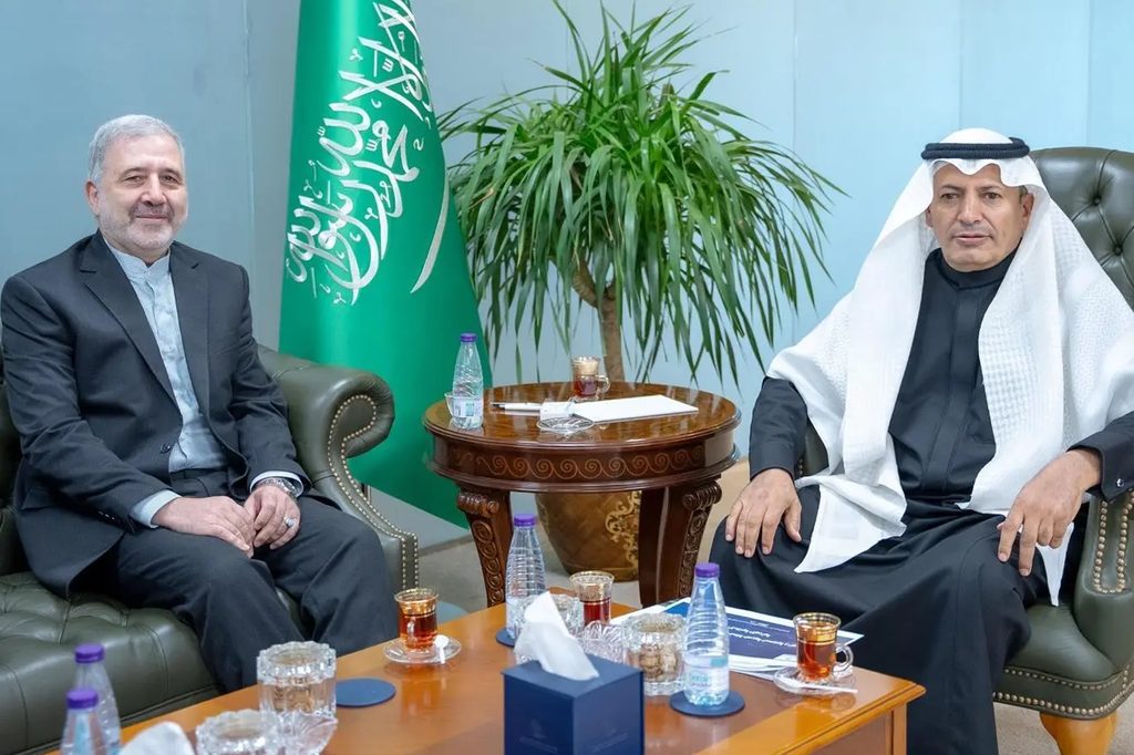 Iranian ambassador Alireza Enayati met with the President of the Federation of Saudi Chambers, Hassan bin Mujab Al-Huwaizi, in Riyadh in January
