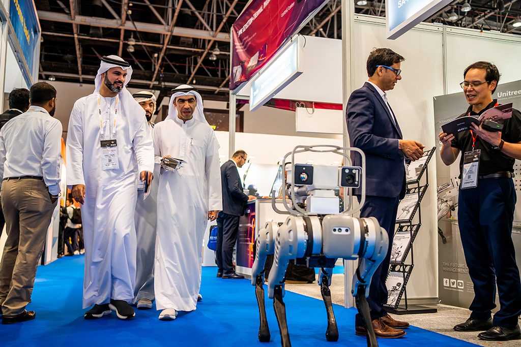 Visitors at the 2024 Intersec safety and security conference in Dubai, where the latest video surveillance tech was on display