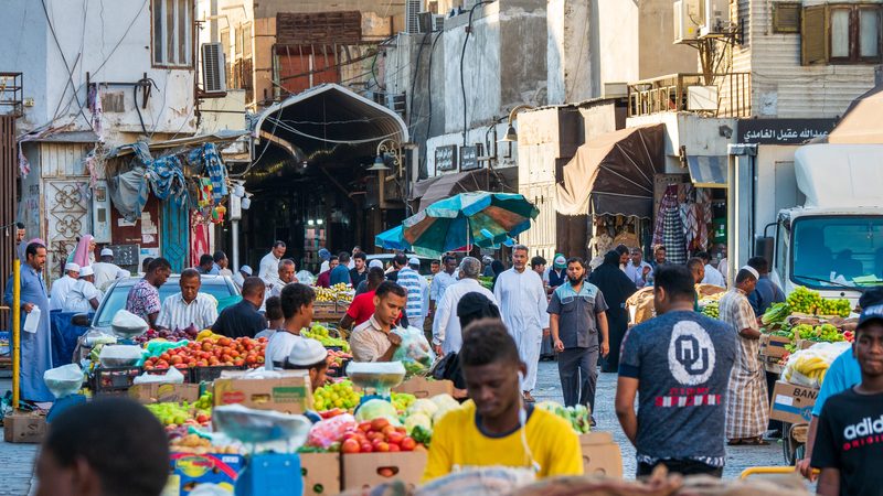 The Souk Baab Makkah in Jeddah. A traditional market culture built on cash bargaining is being transformed by a generation shifting to online payment