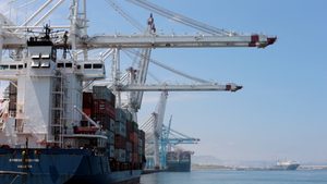 Cargo ships near Tangier. A agreement on shipping projects was signed at the Saudi-Moroccan Economic Forum, held in Riyadh