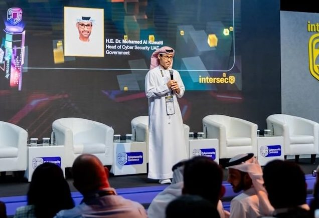 UAE Cyber Security Council chairman Dr. Mohamed Al Kuwaiti speaks at the recent Intersec conference in Dubai. The UAE is the Mena region's leading AI developer