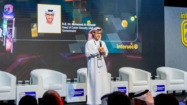 UAE Cyber Security Council chairman Dr. Mohamed Al Kuwaiti speaks at the recent Intersec conference in Dubai. The UAE is the Mena region's leading AI developer