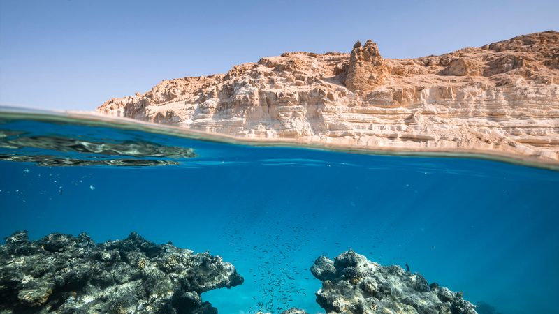 A coral reef off Yabou' Island, part of Neom. The project aims to use mostly recycled materials and send zero waste to landfill