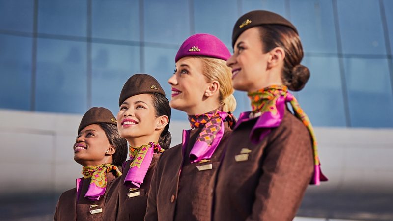 Etihad Airways cabin crew. The UK's Advertising Standards Authority banned ads by the UAE carrier and other airlines for misleading consumers over 'sustainable aviation'
