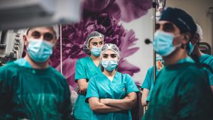 Medics monitor a hospital patient. Almost 33,000 surgeries and procedures were performed at the Cleveland Clinic Abu Dhabi in 2023