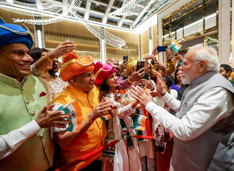 India's PM Narendra Modi meets members of the Indian community on a visit to Dubai 