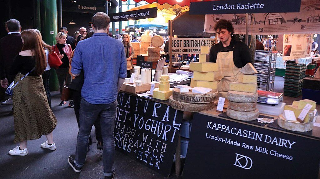 The amount of cheese sent from the UK to the GCC was up by almost half cheese stall market