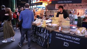 The amount of cheese sent from the UK to the GCC was up by almost half cheese stall market