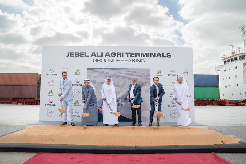 Company executives break ground on the new agri terminals complex at Jebel Ali Port, which handles 73% of the UAE’s food and beverage trade by value