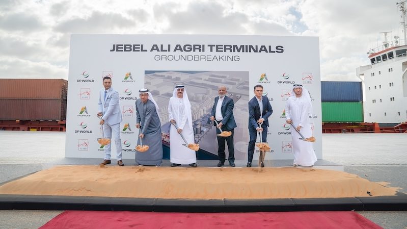 Company executives break ground on the new agri terminals complex at Jebel Ali Port, which handles 73% of the UAE’s food and beverage trade by value