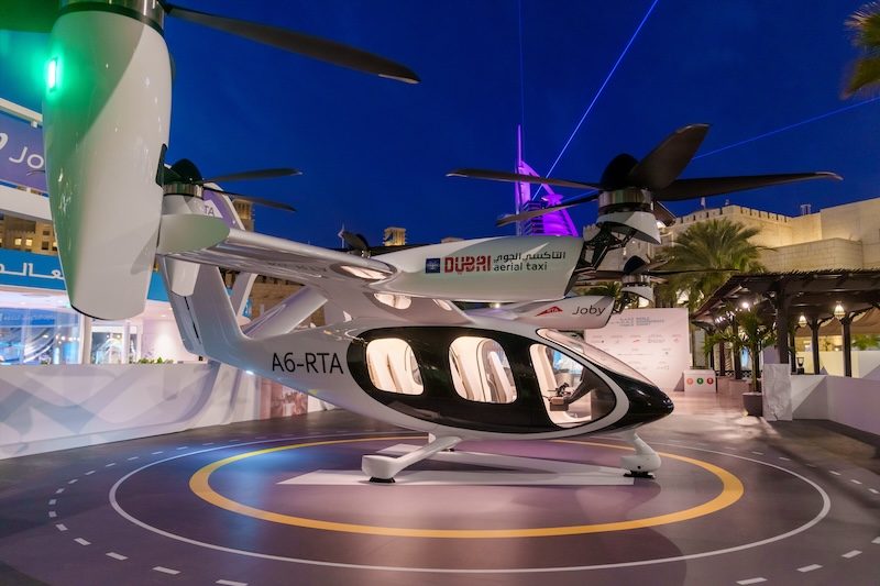 Joby Aviation's electric air taxi is displayed at the World Governments Summit in Dubai