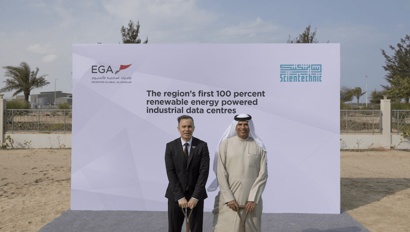 EGA chief digital officer Carlo K Nizam and CEO Abdulnasser Bin Kalban at the groundbreaking ceremony