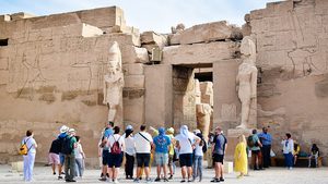 Visitors enjoy the Karnak Temples; the government hopes to entice 30 million tourists to Egypt a year by 2030 tourism egypt