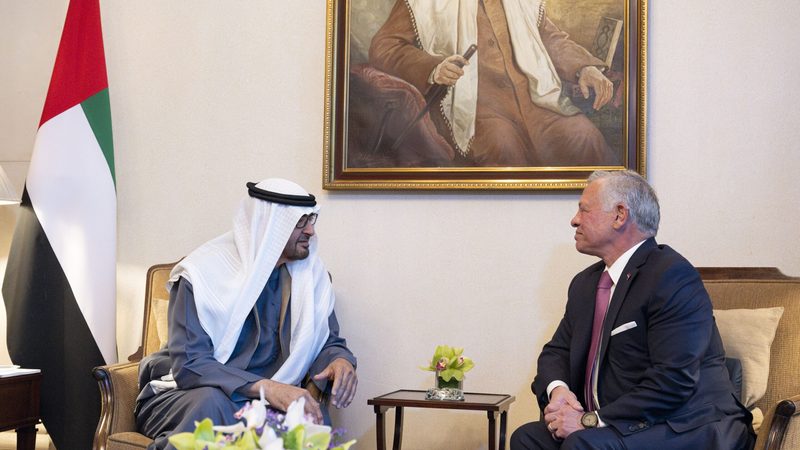 UAE president Sheikh Mohamed bin Zayed Al Nahyan meets with Jordan's King Hussein in Amman