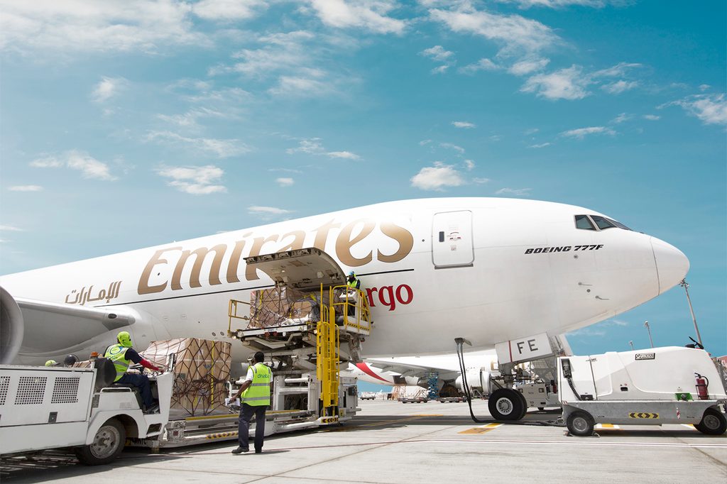 An Emirates SkyCargo plane being loaded. The airline reported 11% growth in H1 2023 – before the Red Sea disruption