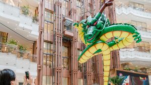 A 10-metre sculpture of Shenron at an exhibition. In Qiddia, the Dragon Ball character will form a 70 m high roller coaster