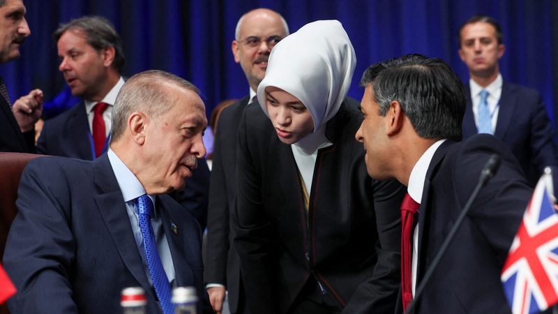 Turkish president Tayyip Erdogan and UK prime minister Rishi Sunak at a Nato summit in 2023. The UK is hoping to increase services exports to Turkey