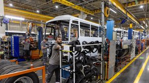 Technicians working for Otokar, a maker of heavy commercial and military vehicles, on the production line at a factory in Sakarya, Turkey