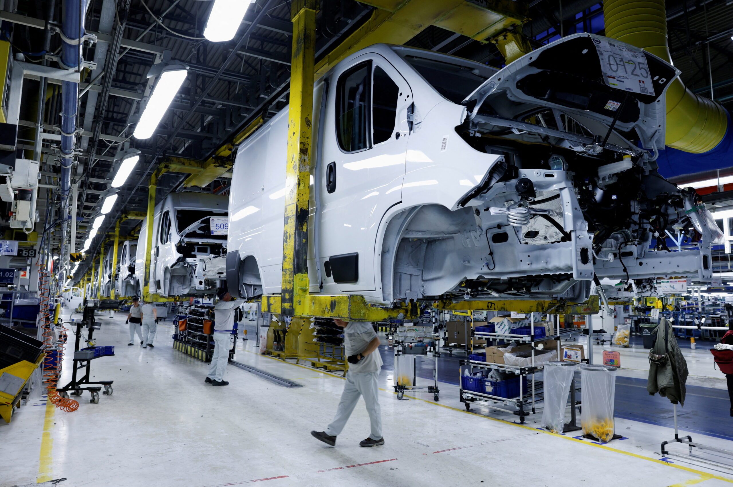 The assembly line at a Stellantis plant in Italy. The company has factories in Algeria, Morocco and Egypt